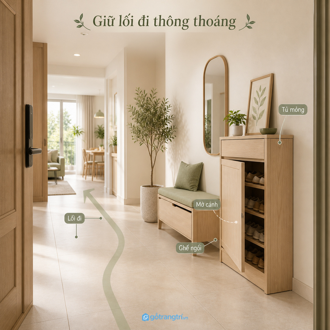 Giữ lối đi thoáng giúp phong thủy lối vào nhẹ và dễ sống hơn