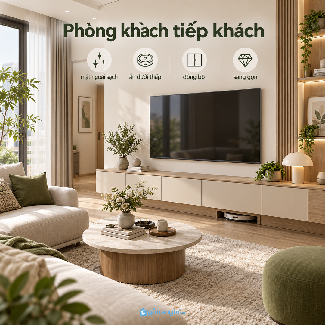 Khoang dock đúng vị trí giúp robot về trạm ổn định và không cản lối đi trong phòng khách