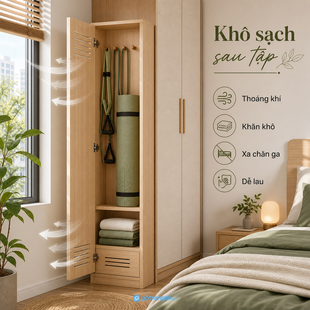 Khăn và thảm sau tập cần khoang thoáng cách xa chăn ga