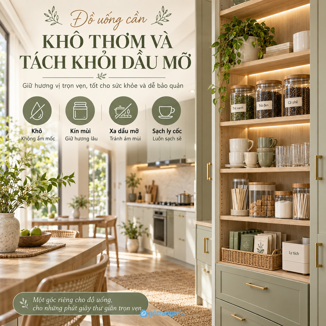 Đồ uống cần khô thơm, kín mùi và tách khỏi dầu mỡ bếp nấu