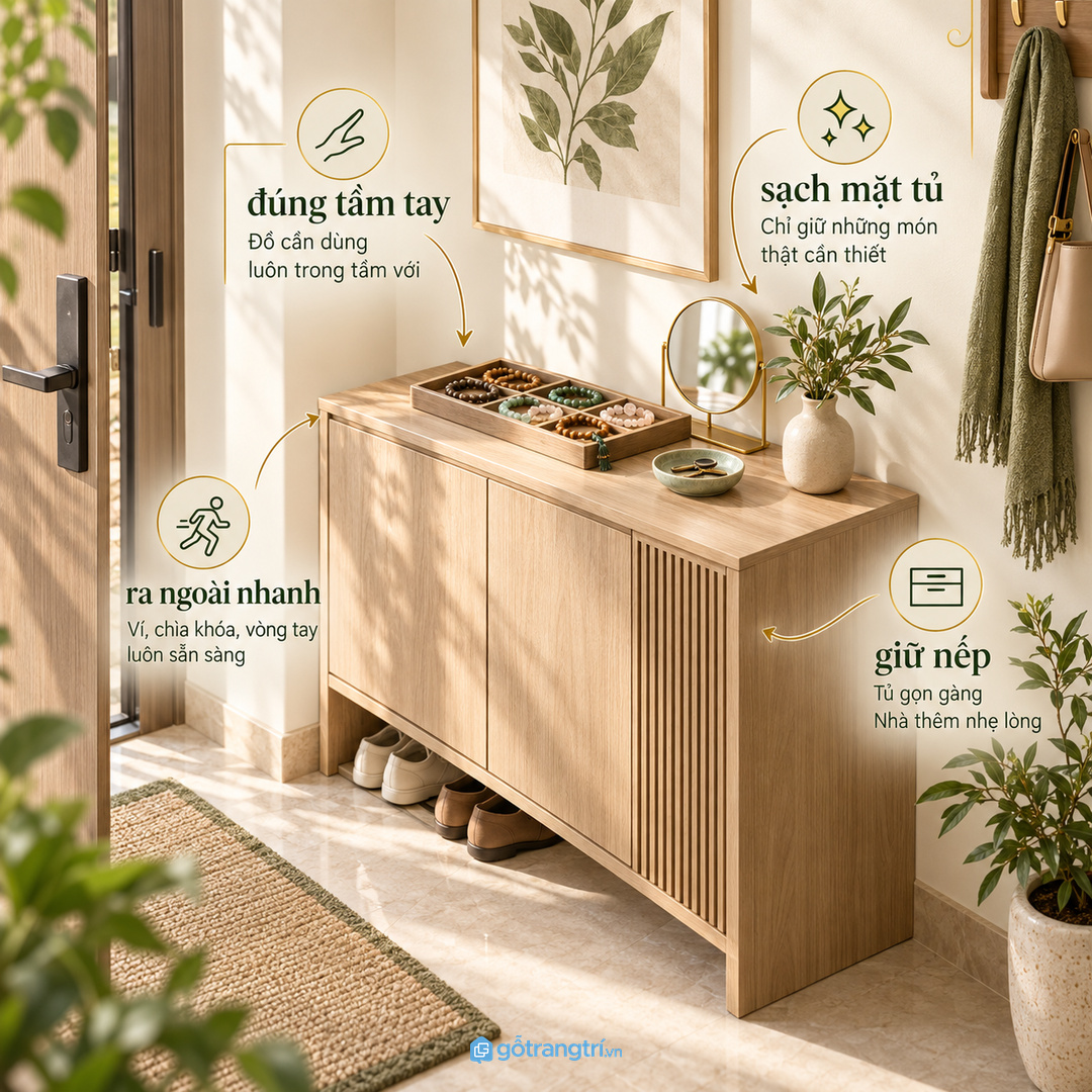 Tủ đúng tầm tay giúp chọn vòng trước khi ra ngoài nhẹ hơn