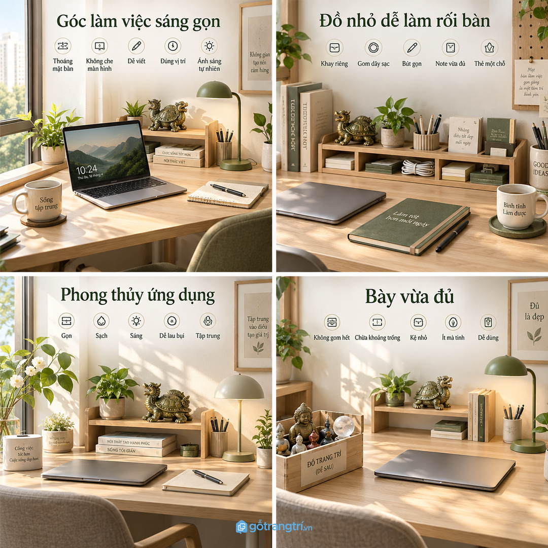 Phong thủy ứng dụng bắt đầu từ sự gọn sạch sáng và dễ lau bụi