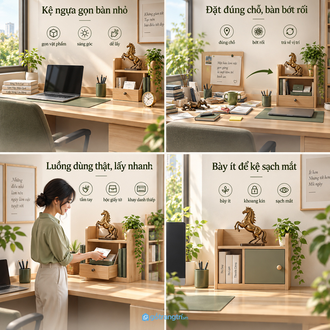Bày tượng ngựa vừa đủ đẹp hơn biến kệ phong thủy thành kho đồ linh tinh
