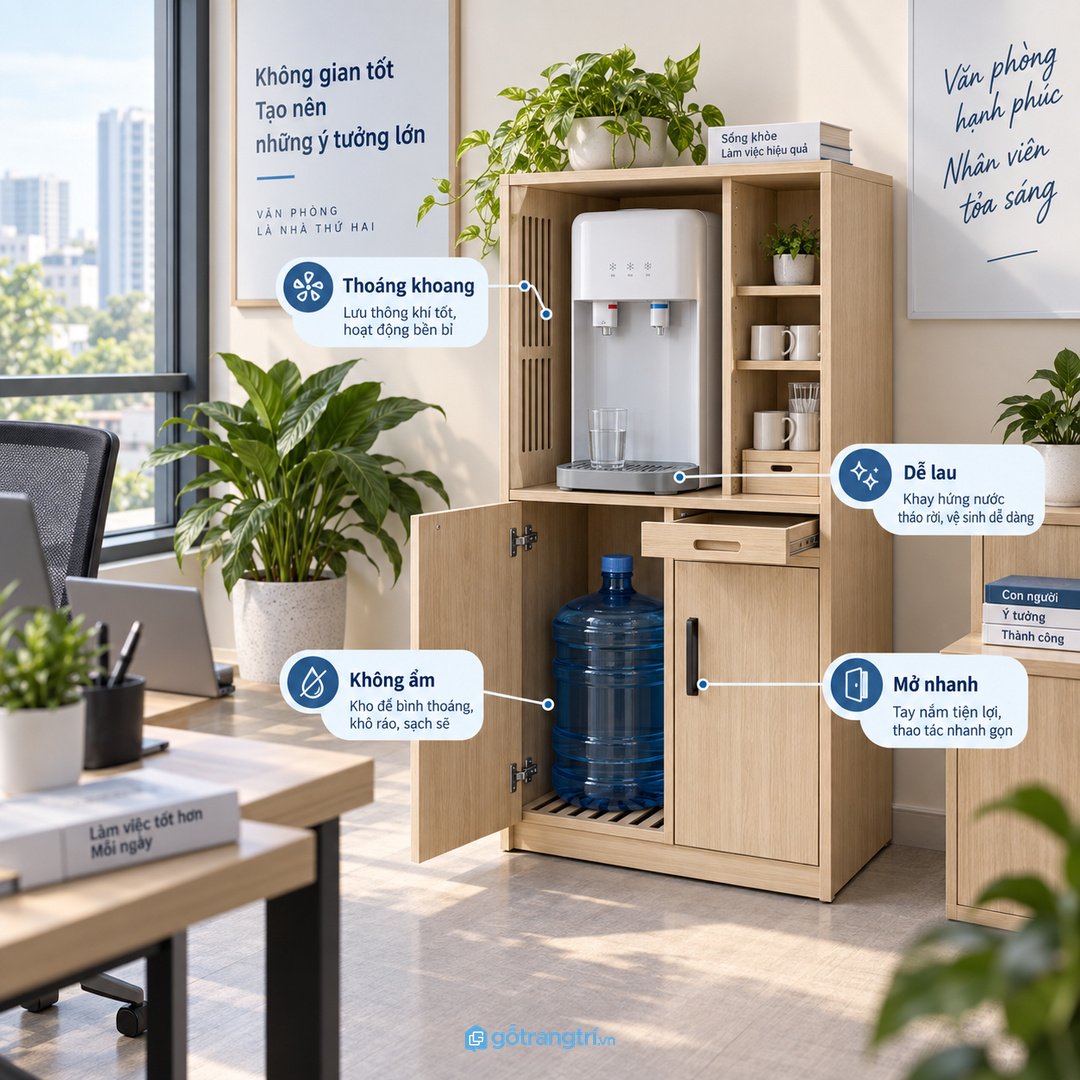 Không nên giấu kín khu bình nước nếu làm khó thao tác và vệ sinh