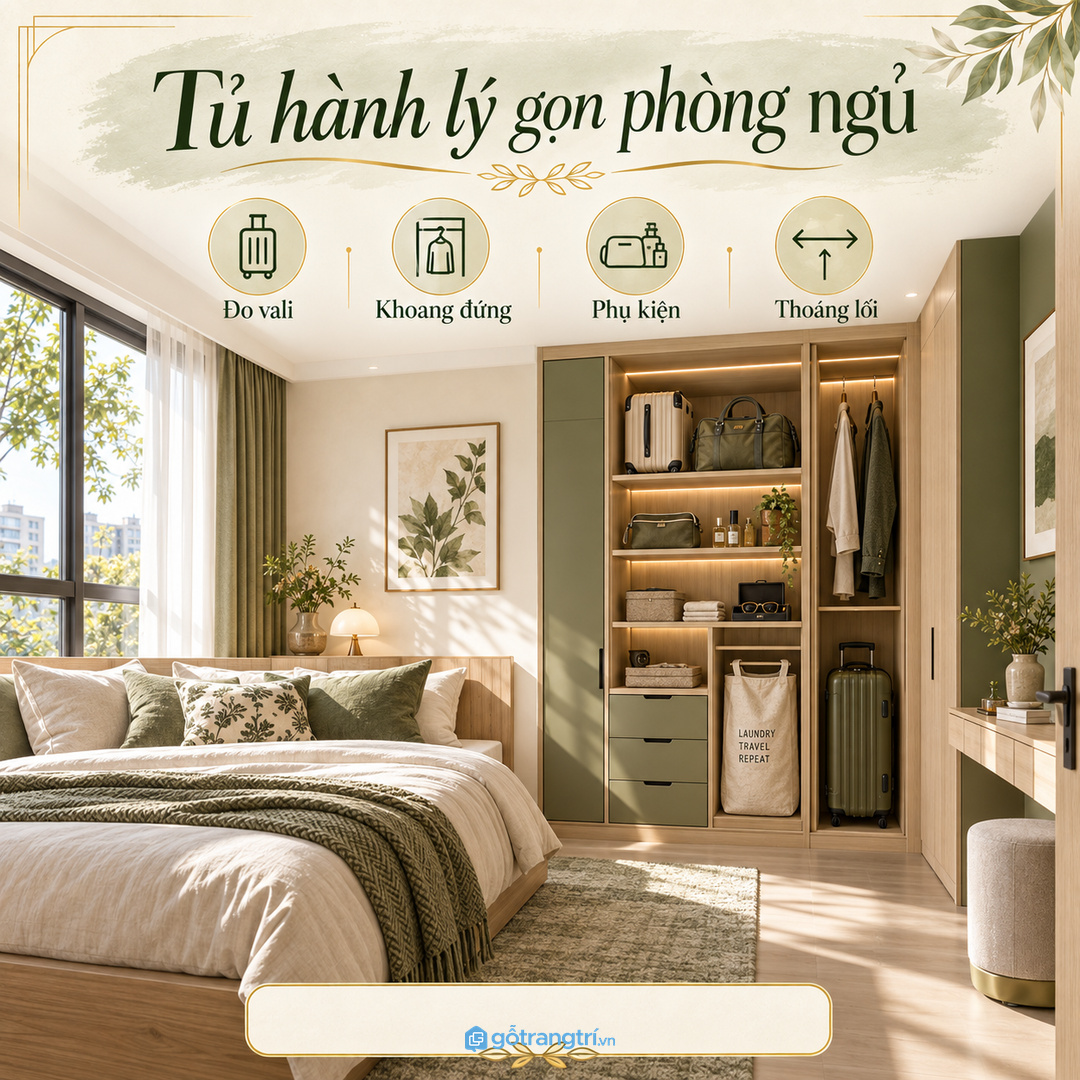 Tủ hành lý nhỏ nên chia theo đồ đi công tác về quê du lịch và phụ kiện dùng nhanh