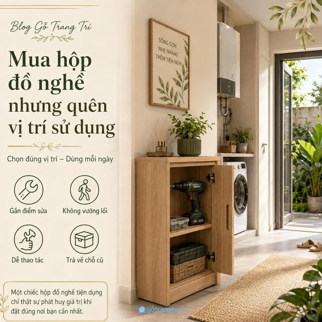 Hộp đồ nghề tiện hơn khi đặt đúng vị trí sử dụng