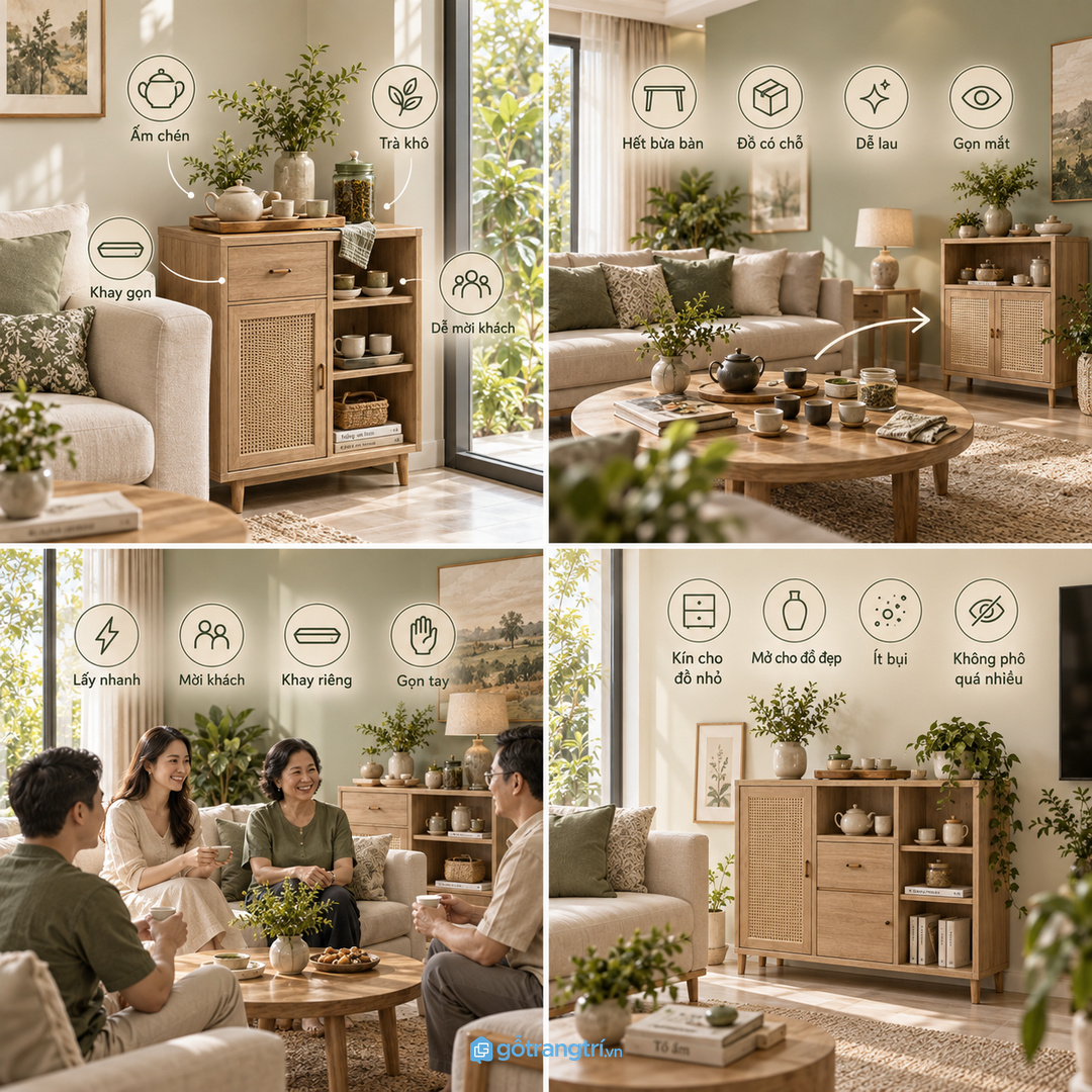 Tủ tiếp khách không nên thành kho đồ linh tinh của cả nhà