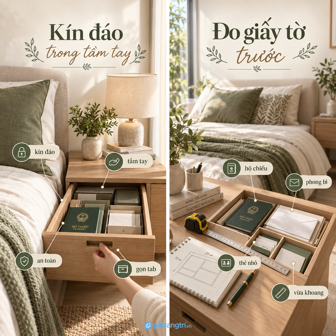 Tủ giấy tờ trong phòng ngủ cần vừa kín đáo vừa dễ lấy khi cần