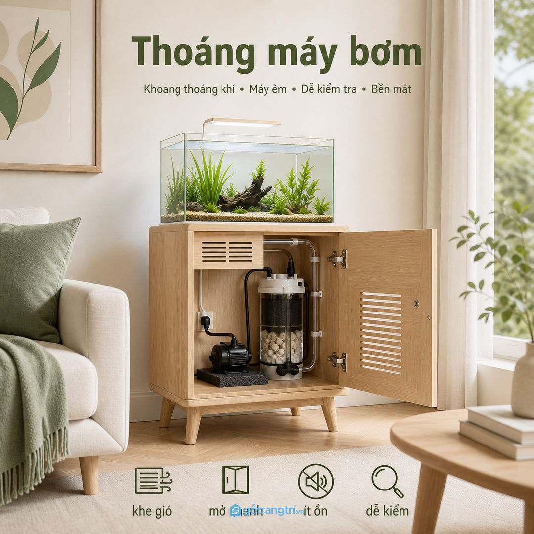 Khoang máy bơm quá kín dễ nóng, ồn và khó kiểm tra khi cần