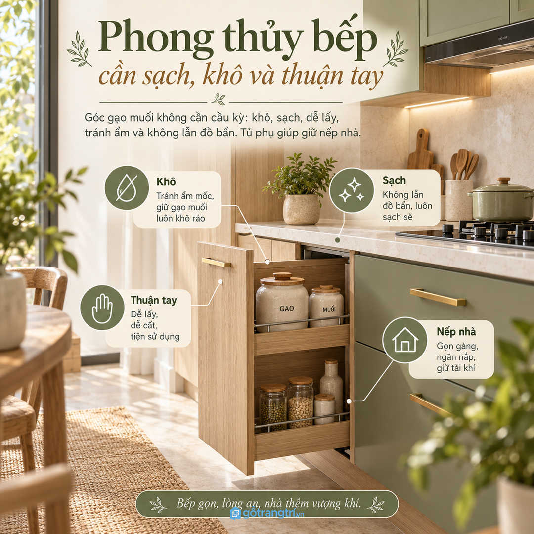Bày quá nhiều hũ không làm bếp đủ lộc hơn mà dễ thành rối