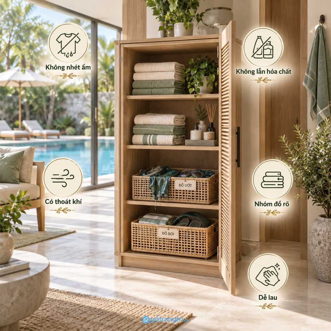 Sai lầm phổ biến là biến tủ khăn thành kho đồ ẩm