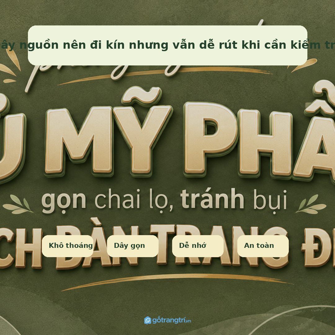 Dây nguồn nên đi kín nhưng vẫn dễ rút khi cần kiểm tra