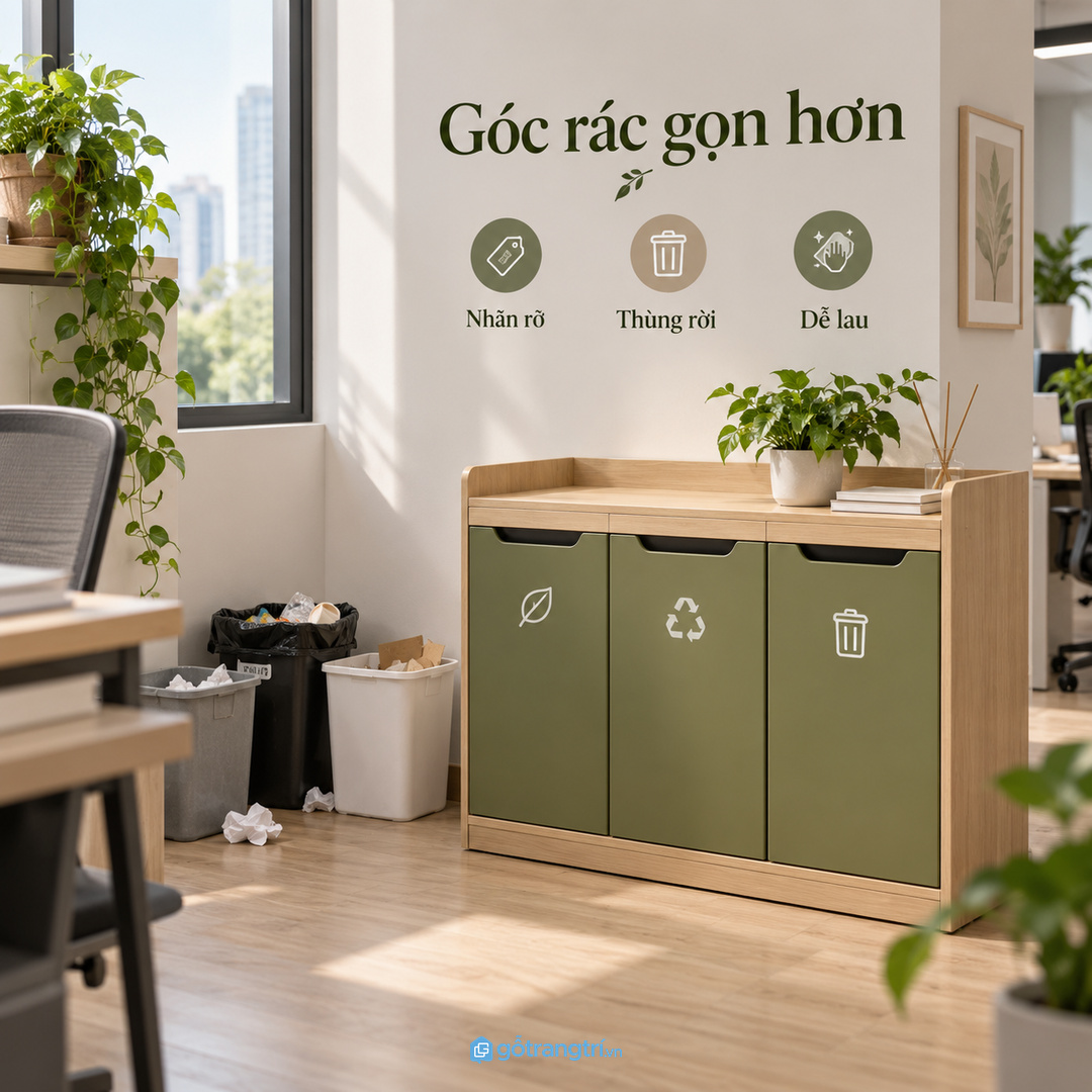 Nhiều thùng rời không nhãn dễ lệch hàng hở túi và khó vệ sinh