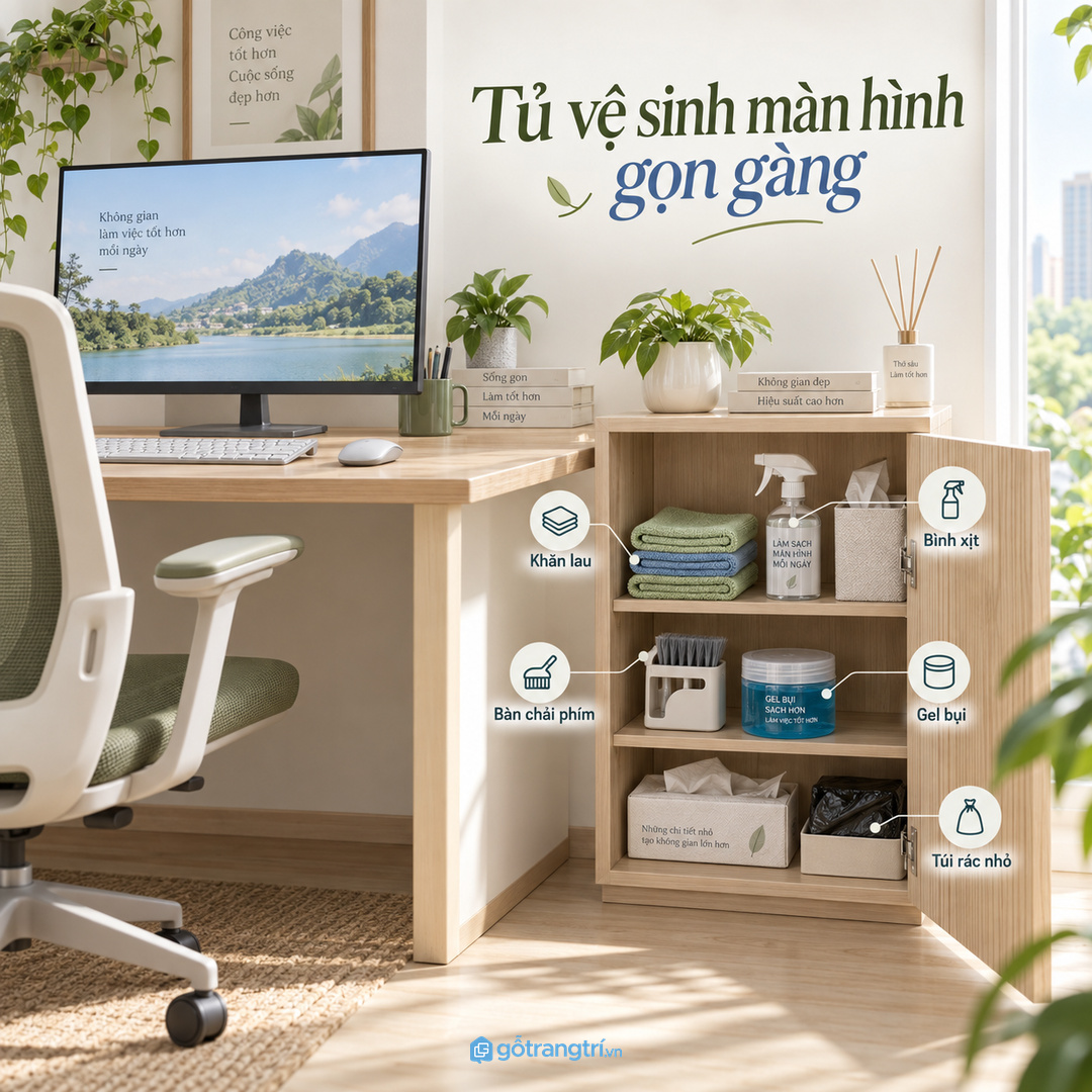 Không nhất thiết phải bày bộ vệ sinh trên mặt bàn mới tiện dùng