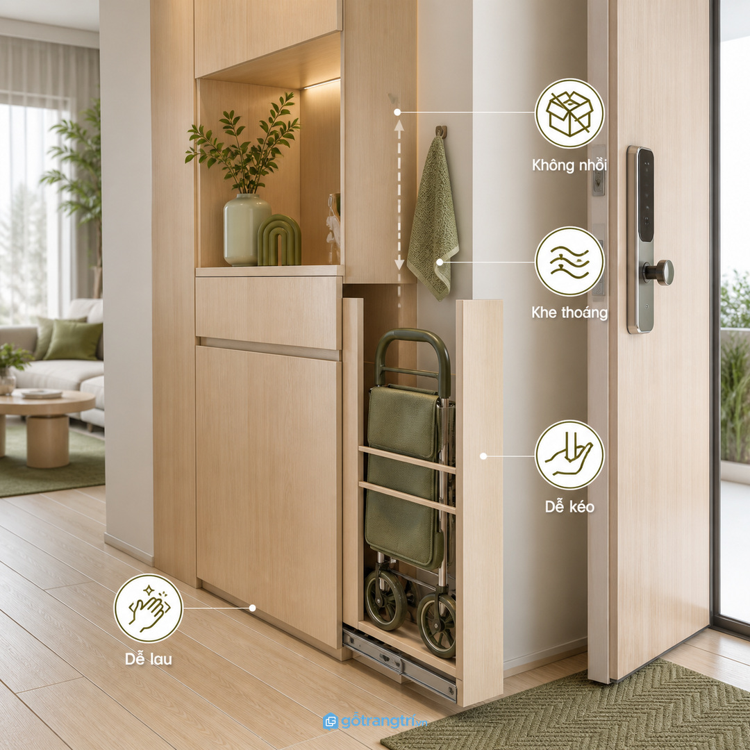 Không nên nhồi xe đẩy vào hộc kín thiếu khe thoáng và khó lau