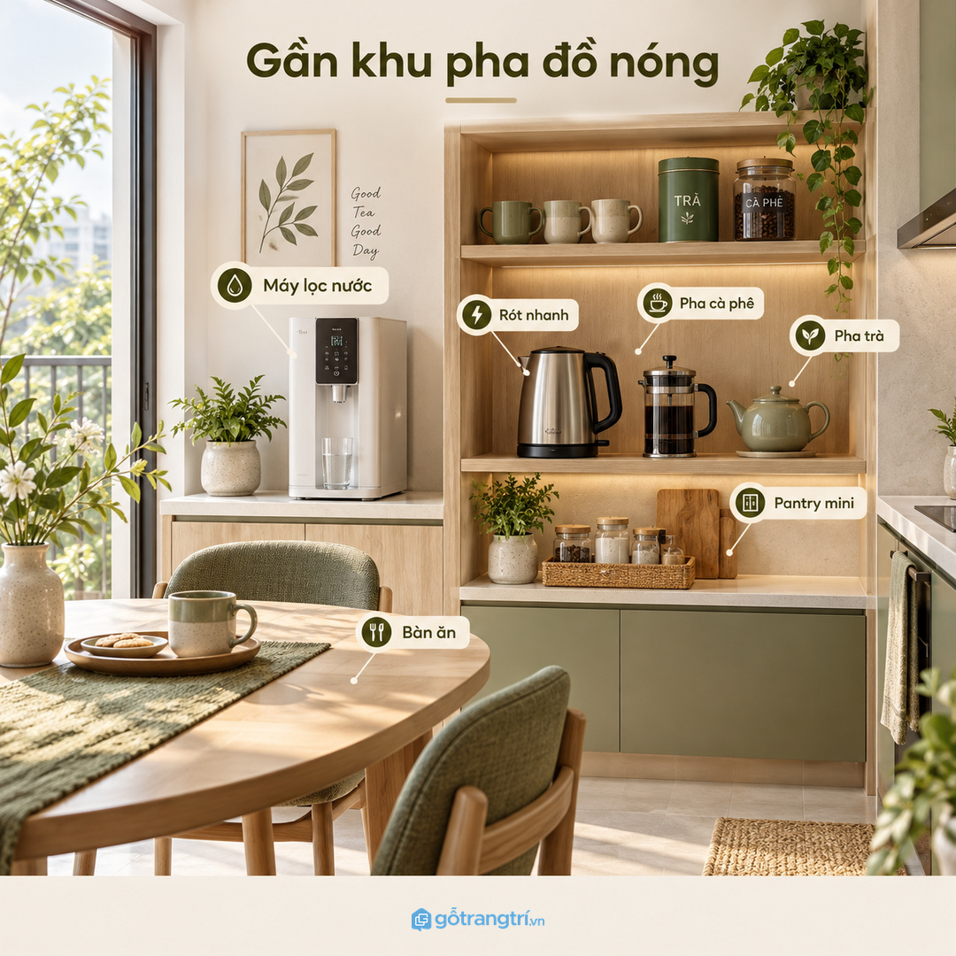 Đặt khoang ấm gần khu uống nước để lấy nhanh và ít bước hơn