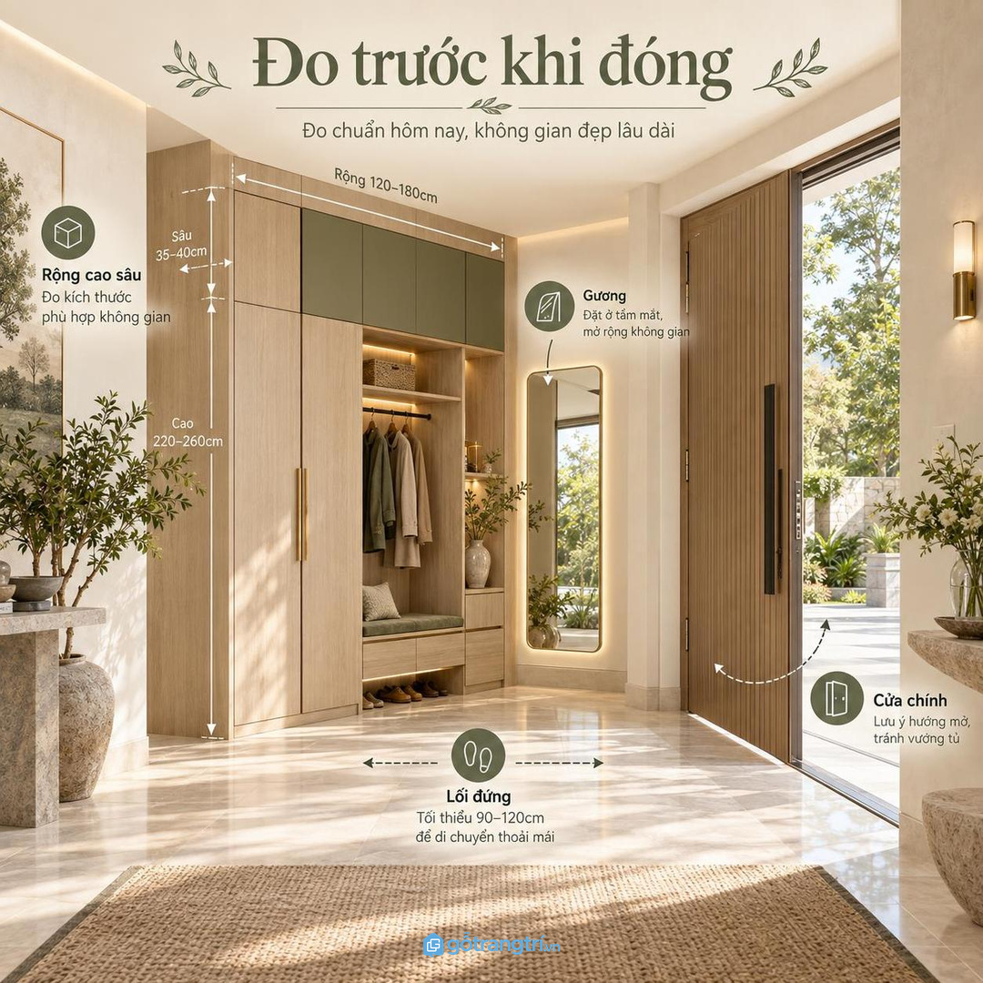 Tủ kín vẫn dễ dùng khi có tầm tay, ghế ngồi, móc nhanh và hộc ô dù