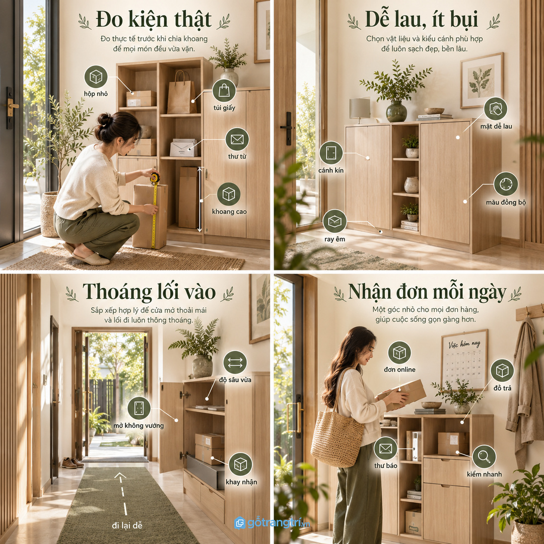 Đo kiện hàng thật trước khi chia khoang giúp tủ vừa đồ dùng hằng ngày