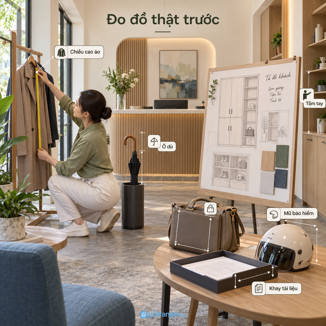 Đo đồ thật trước khi chốt kích thước khoang tủ khách