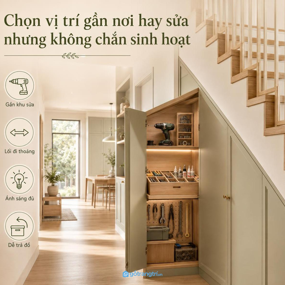 Tủ đồ nghề nên gần nơi hay sửa nhưng không chắn sinh hoạt