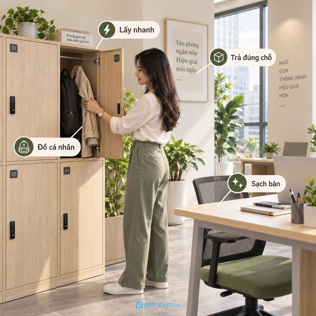 Nhân viên lấy nhanh trả đúng chỗ thì bàn làm việc sẽ sạch hơn