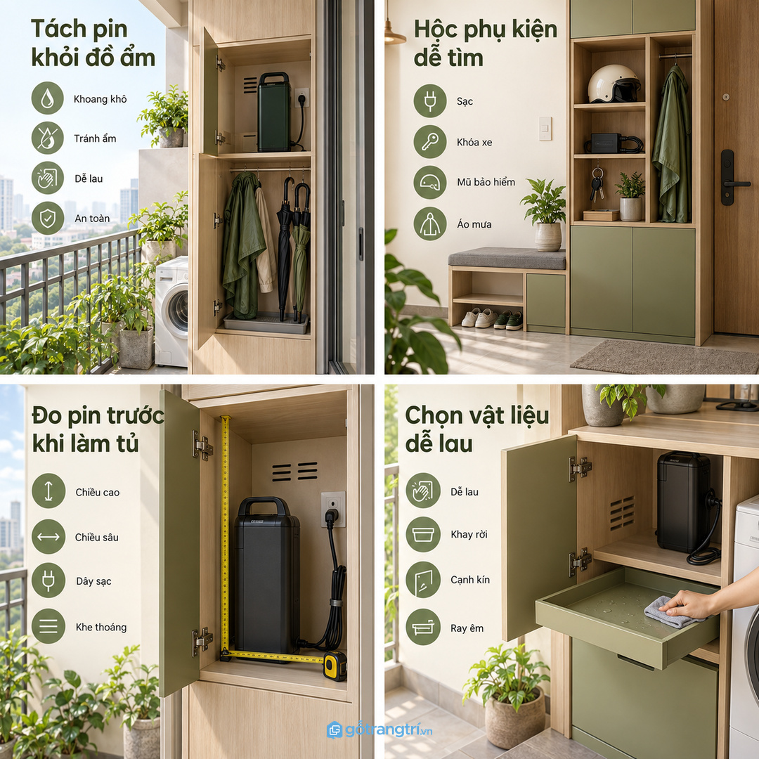 Hộc phụ kiện giúp mũ bảo hiểm khóa xe và áo mưa luôn dễ tìm