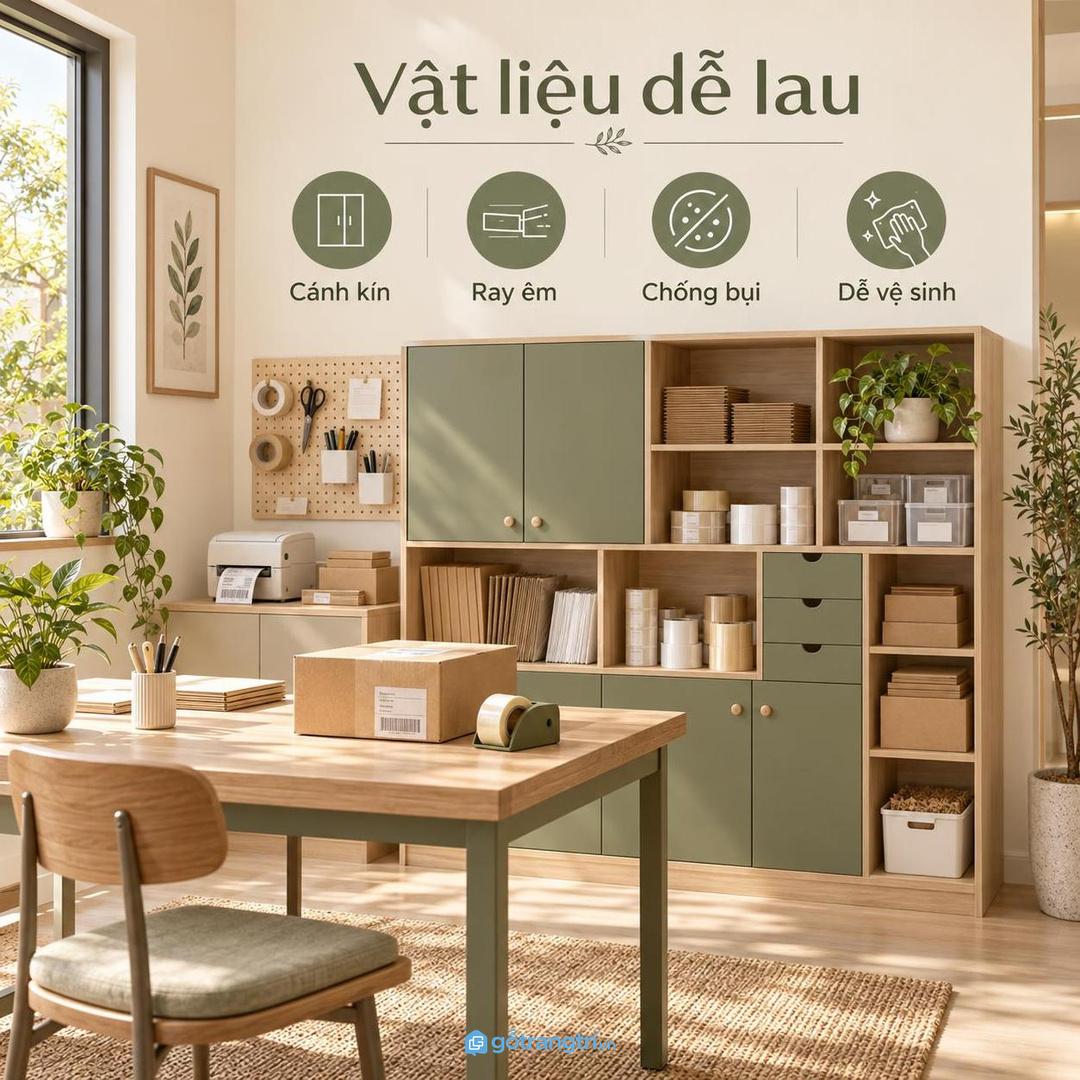 Vật liệu dễ lau và cánh kín giúp vật tư đóng gói ít bụi hơn