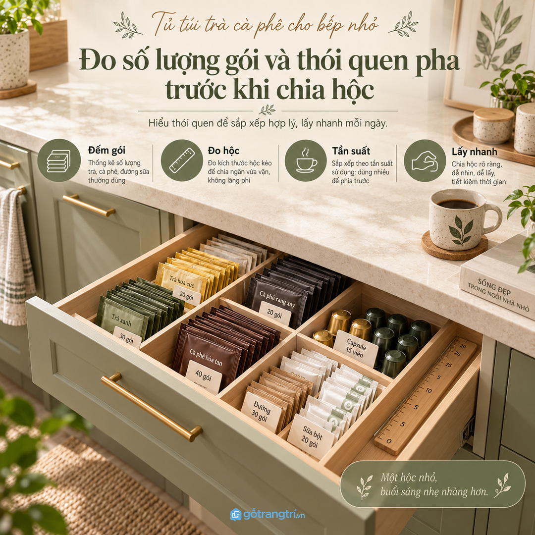 Đo số lượng gói và thói quen pha trước khi chia hộc