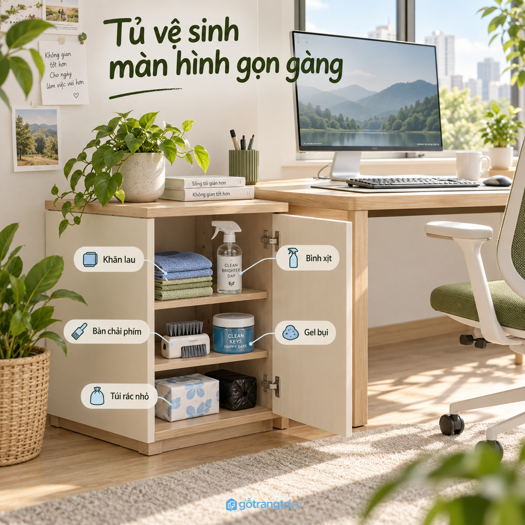 Đo đủ khăn lau bình xịt gel bụi bàn chải khăn giấy và túi rác trước khi chia khoang