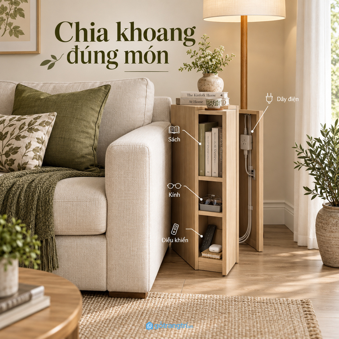 Chia khoang cho dây điện sách kính điều khiển và ổ cắm