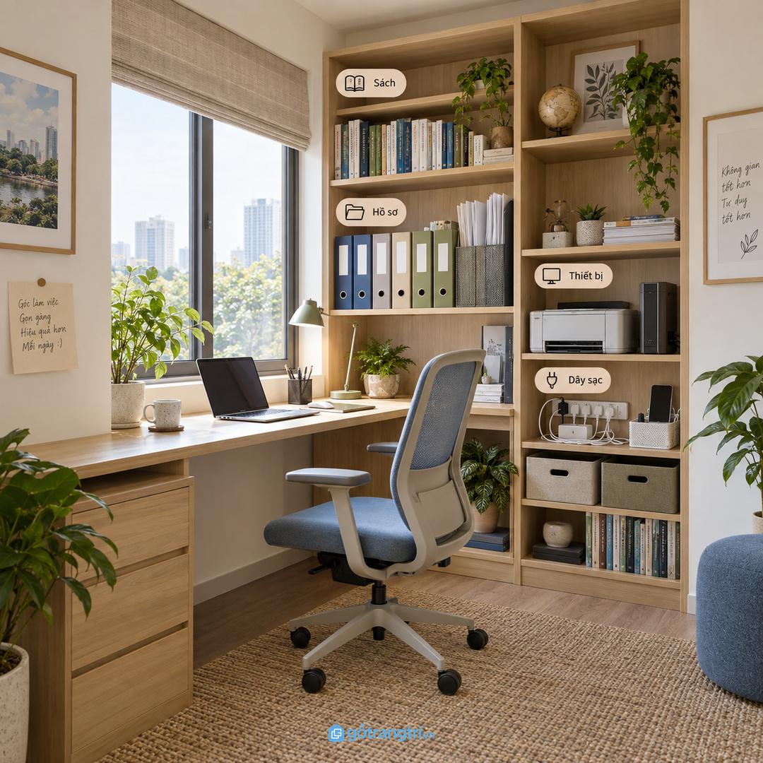 Chia khoang cho hồ sơ tài liệu thiết bị dây sạc và khay đồ nhỏ