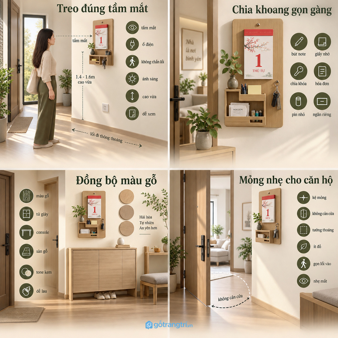 Chia khoang cho bút giấy note chìa khóa hóa đơn nhỏ và pin dự phòng