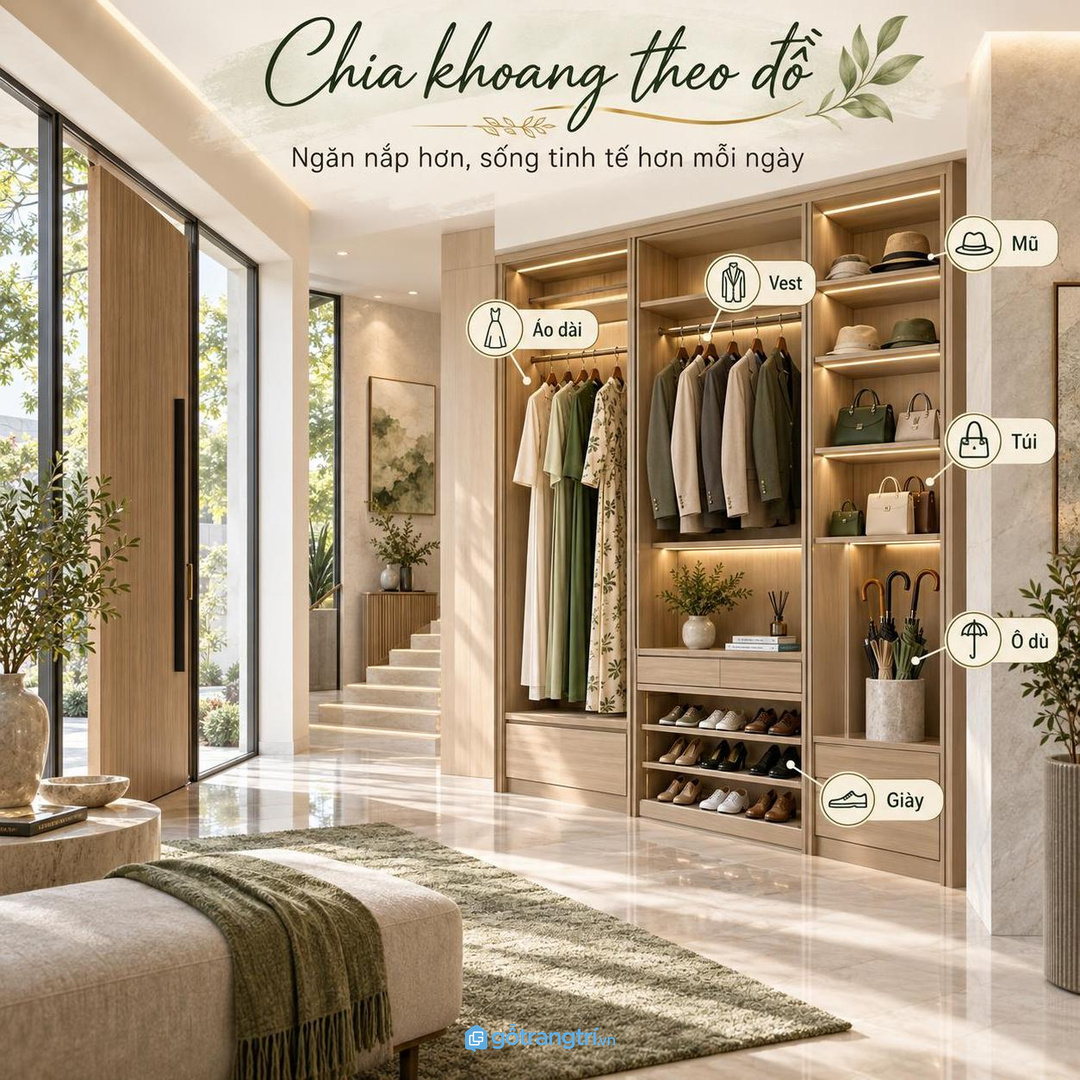 Đo rộng cao sâu, hướng mở, lối đứng, gương và cửa chính trước khi đóng tủ