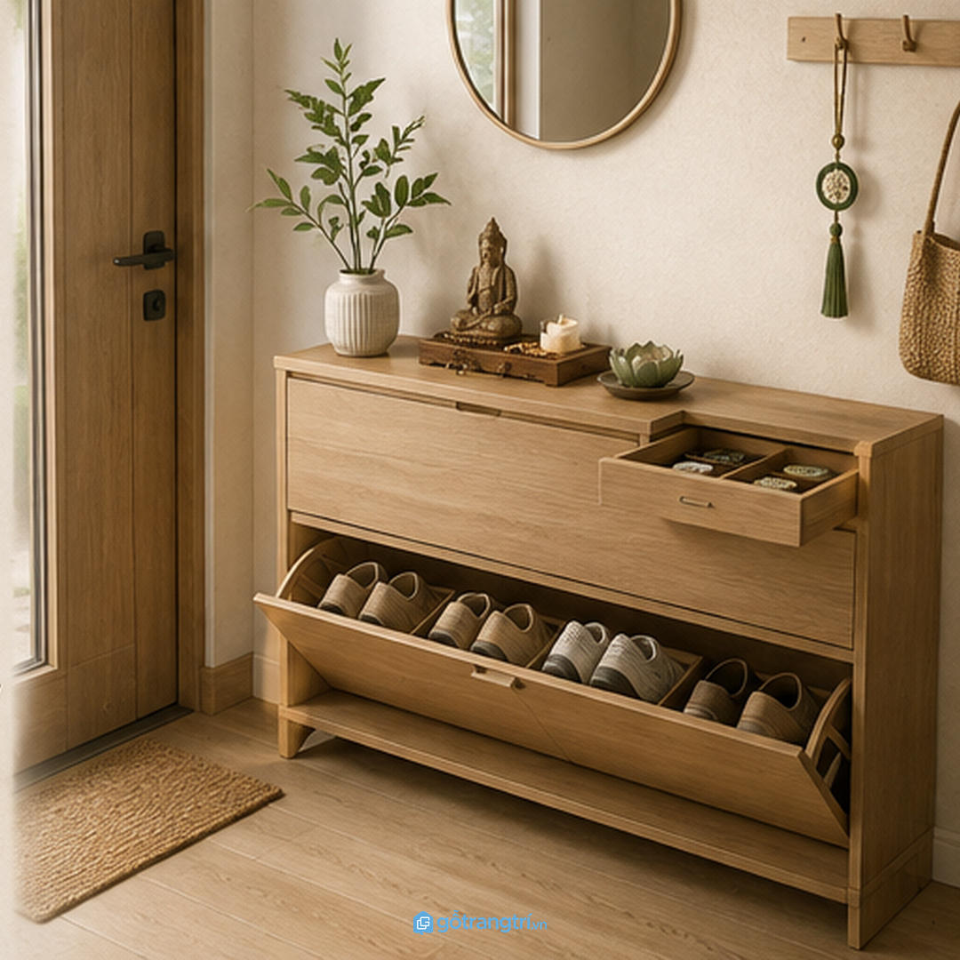 Khoang kín giữ phong bao giấy nhỏ và khăn lau sạch bụi
