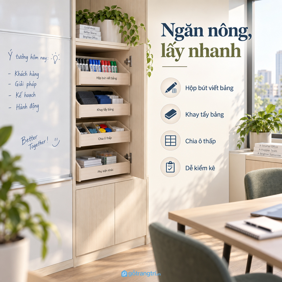 Khu khăn sạch và khô riêng giúp bảng trắng ít lem mực hơn