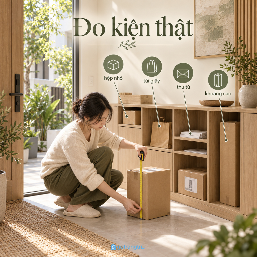 Vật liệu dễ lau và kiểu cánh gọn giúp tủ sạch lâu trong khu vực lối vào