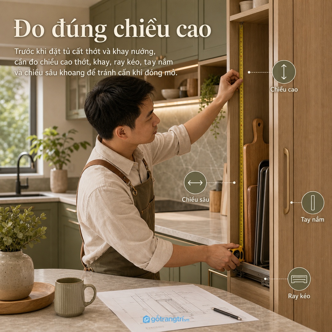 Đo đúng chiều cao, chiều sâu và khoảng mở trước khi đặt làm