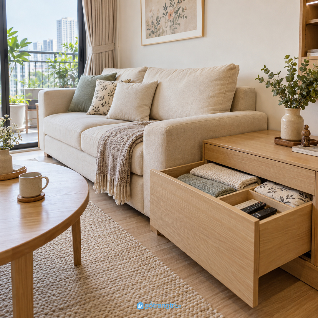 Khoang đồ mềm nên đủ thoáng và dễ lấy bằng một tay khi ngồi sofa