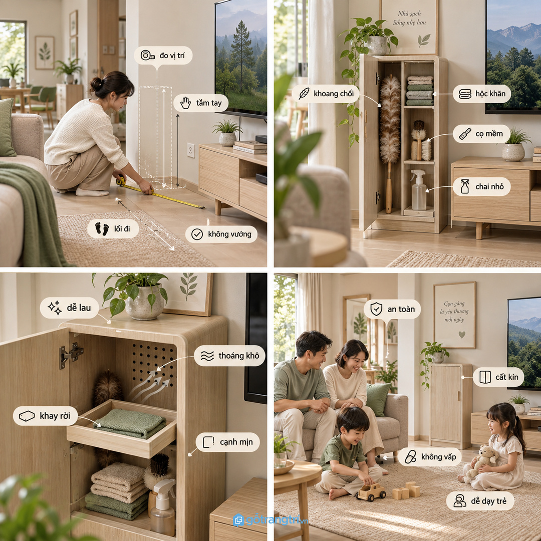 Chia khoang theo chổi lông khăn microfiber cọ mềm và chai lau nhỏ