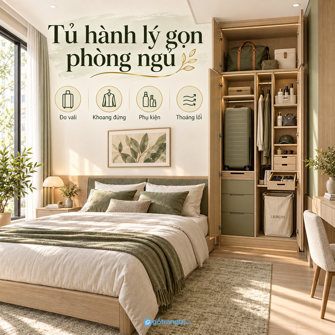 Khoang vali đứng giúp tiết kiệm sàn và dễ kéo ra khi chuẩn bị hành lý