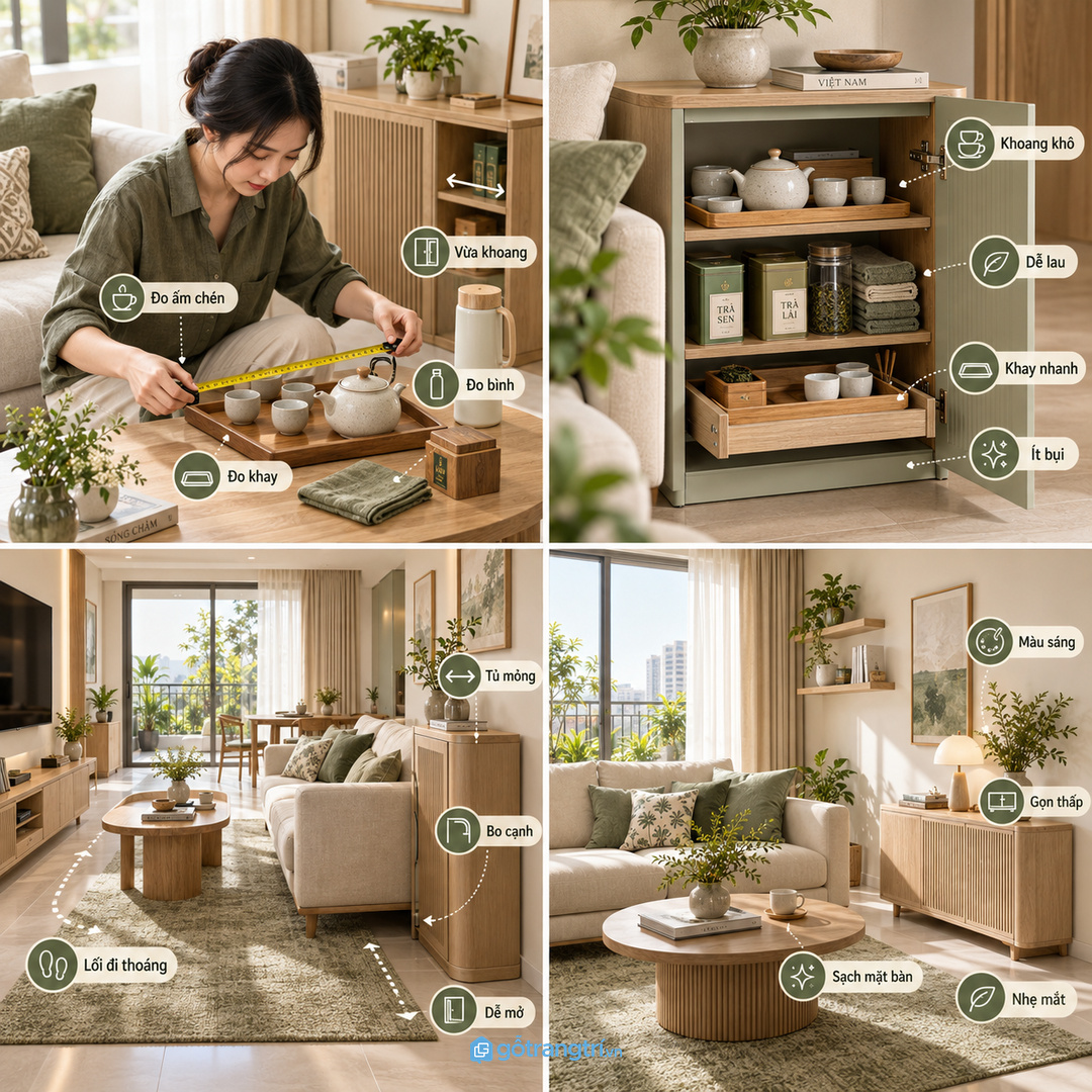 Chia khoang theo trà bánh ly tách khay phục vụ và đồ vệ sinh nhanh
