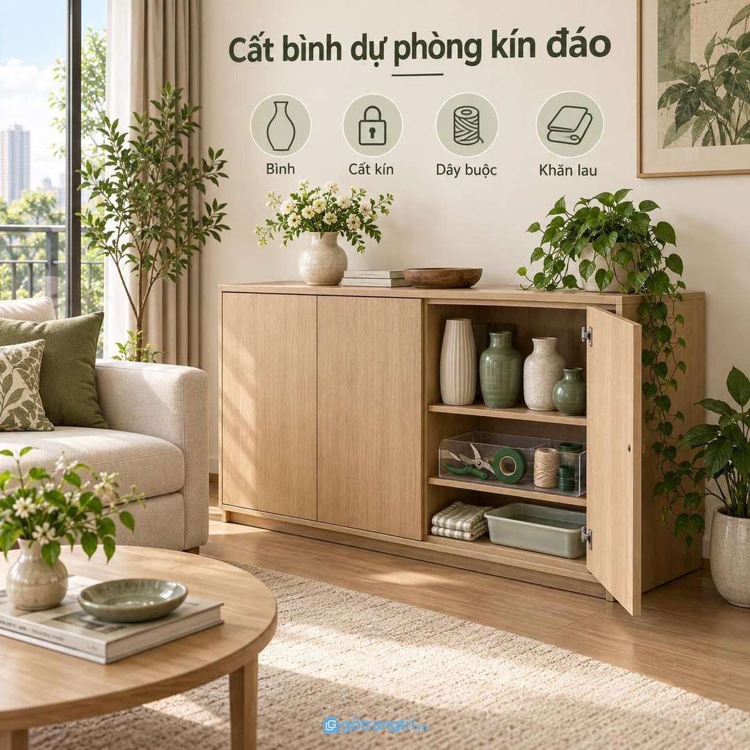 Bình dự phòng nên cất kín đáo để phòng khách nhẹ mắt hơn