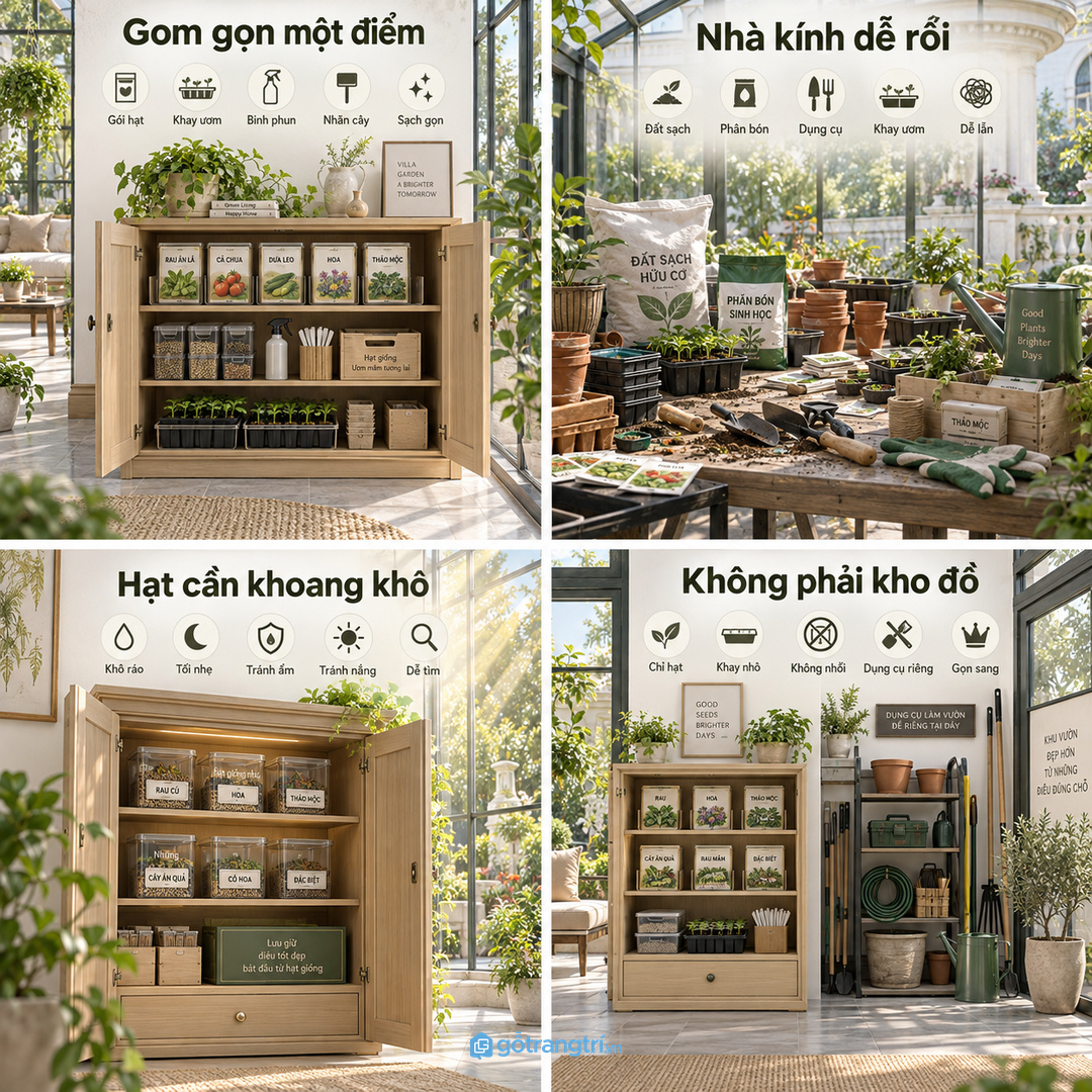 Nhãn cây, sổ ghi ngày gieo và kéo nhỏ nên có ngăn nông riêng để không thất lạc