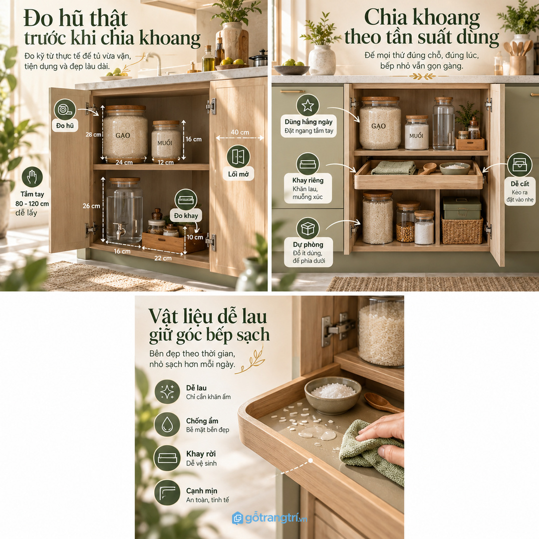 Chia khoang theo tần suất dùng giúp đồ dễ lấy và dễ cất lại