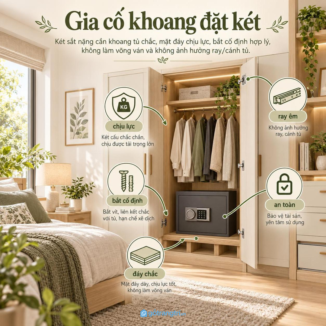 Khoang đặt két cần được gia cố chắc và mở êm