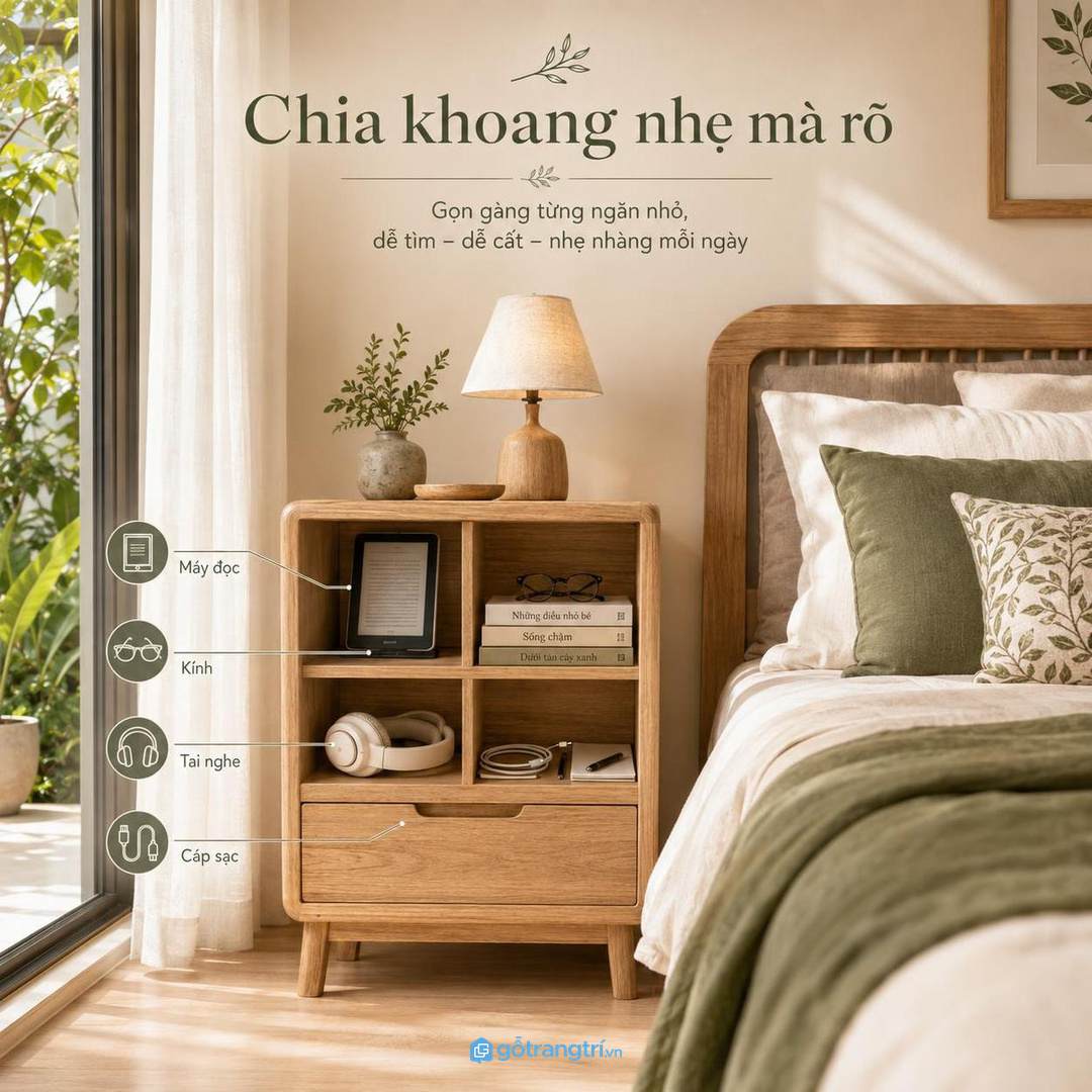 Chia khoang nhẹ giúp máy đọc sách, kính và tai nghe không lẫn vào nhau