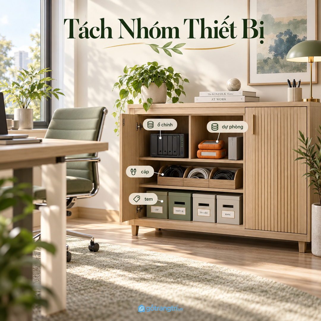 Tách nhóm ổ chính ổ dự phòng cáp và tem nhãn
