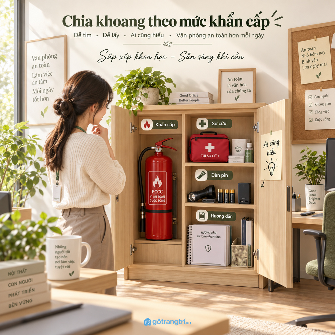 Chia khoang theo mức khẩn cấp giúp ai mở tủ cũng biết lấy gì trước