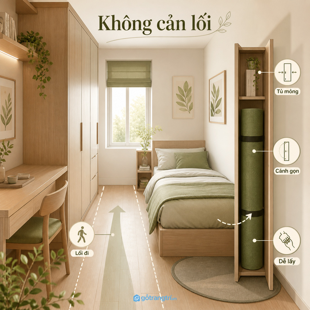 Chia khoang theo tần suất giúp thảm dây tập và khăn luôn đúng chỗ