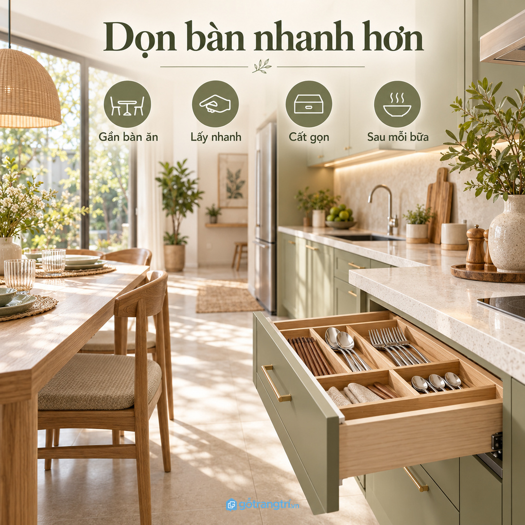 Vật liệu khay chia và ray kéo cần êm sạch và không xệ